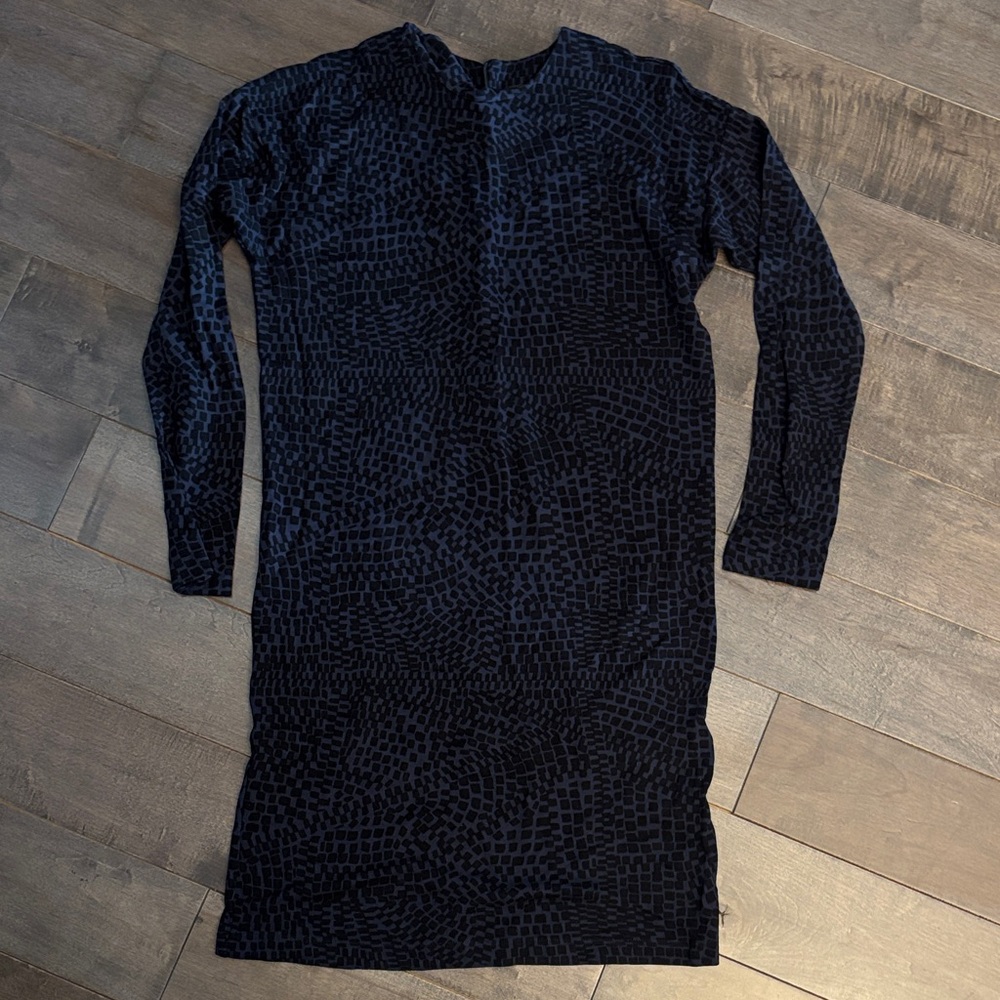 Marimekko Black and Blue Patterned Long Sleeve Dress